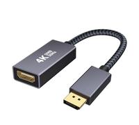 Adattatore DisplayPort a HDMI 4K, placcato oro, intrecciato, guaina in alluminio, convertitore unidirezionale DP maschio a HDMI femmina, compatibile con desktop/laptop/scheda grafica, Lenovo, HP