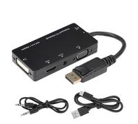 Adattatore DisplayPort, convertitore 3 in 1 per laptop e PC in HDMI, VGA e DVI, compatto, plug and play, supporto per più monitor con audio e video