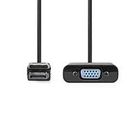 Adattatore DisplayPort - Spina DisplayPort - Presa VGA - 1080p - Nichelato - 0,20 m - Rotondo - Nero - Scatola