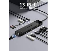 Adattatore docking station hub USB-C 12 in 1 display 4K-HDMI USB 3.0 RJ45