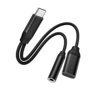 Adattatore e Caricabatterie da USB C a Jack da 3,5 mm, 2 in 1 Adattatore per Cuffie da Tipo C a 3,5 mm Supporta Chiamate con Addebito Rapido per iPhone 15, iPad Pro, Samsung Galaxy S24, Pixel, Huawei