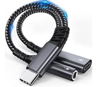 Adattatore e Ricarica per Cuffie USB C - 2 in 1 Adattatore USB C a Jack da 3.5mm Supporta PD 60W Ricarica Rapida per iPhone 16/15 /Pro/Max, Samsung Ultra/S24/S24+,Hua wei usw
