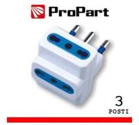 Adattatore Elettrico 3 Posti Bipasso, Spina 16A Bianco Versatile