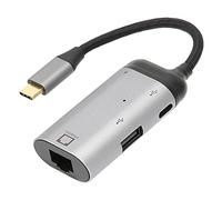 Adattatore Ethernet 3 in 1 10/100/1000 Mbps da Tipo C Maschio a RJ45 Femmina/PD/Tipo C/USB 2.0 Porta A Ricarica Rapida per Windows/Android/OS X/OS, Apparecchiature di Tipo C con Funzione OTG