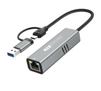 Adattatore Ethernet 5G USB 3.2 con RTL8157, 2-in-1 USB-A/Type-C a scheda di rete da 5 Gbps, convertitore LAN RJ45 per PC, laptop, Windows, Mac OS Linux (5 Gbps hanno bisogno di tipo C > 3.2)