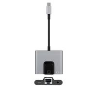Adattatore Ethernet a USB C Dock di Rete a Velocità Gigabit | Adattatore Ethernet Tipo C con Jack Audio 3,5mm e Caricatore per Chiamate Vocali per Computer Cellulare Casa Ufficio