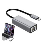 Adattatore Ethernet - Alluminio, 2,32 x 1,02 x 0,67 in Adattatore di rete compatto e senza driver | Connessione con cavo stabile a scatola resistente, adattatore USB tipo C a LAN per computer