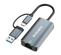 Adattatore Ethernet USB C 2 in 1 USB a RJ45 Gigabit LAN, adattatore LAN 1000 Mbps USB in alluminio compatibile MacBook/Pro/Air, Surface Pro, Windows 11/10/8/7, Linux, Mac OS