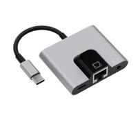 Adattatore Ethernet USB C - Dock Di Rete Gigabit In Lega Di Alluminio | Convertitore RJ45 Di Tipo C Con Jack Audio Da 3,5 Mm | Supporta La Ricarica Delle Chiamate Vocali Per Il Telefono Portatile
