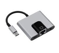 Adattatore Ethernet USB C - Hub multiporta Gigabit RJ45, base di ricarica con connettore audio da 3,5 mm, convertitore di rete in lega di alluminio | Dimensioni 14,6 x 5,5 x 1,6 C della connessione