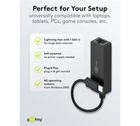 goobay Adattatore da USB C a LAN 1000 Mbit/s - Adattatore di rete Gigabit per PC, MacBook, Notebook, RJ45, USB 3.1, Plug&Play, connessione Internet stabile, compatibile con Windows e MacOS, 76579