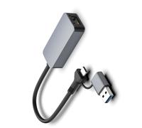 Adattatore Ethernet USB tipo C in metallo Convertitore Internet con cavo da 2500 Mbps per lo streaming di giochi File di grandi dimensioni Dongle Gigabit Ethernet amichevole per viaggi
