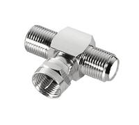 Adattatore F Sat-Fox, collegamento per TV Sat, raccordo a T, 2 spine F, 2 prese F.
