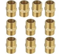 Adattatore filettato esterno con nipplo esagonale in ottone, raccordo per tubi maschio-maschio, raccordo resistente alla corrosione antiruggine per tubo da giardino, sigillato a secco a 10 pezzi M1/8