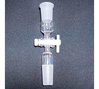 Adattatore for il controllo del flusso in vetro da laboratorio borosilicato con giunti 24/40 e rubinetto di arresto in PEFT for una gestione precisa dei fluidi