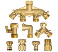 Adattatore for tubo da giardino con sdoppiatore esagonale in ottone da 1-2-4 vie con comoda impugnatura, rubinetto dell'acqua(1 Way curved USA)