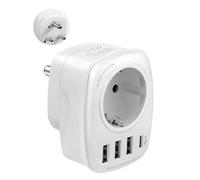 Adattatore Germania-Sudafrica, adattatore da viaggio di tipo M con 3 USB e 1 USB, adattatore di presa per il Sudafrica Namibia, Lesotho, Mozambico