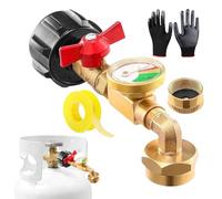 Adattatore Gomito per Ricarica Propano - Connettore di Ricarica con Valvola E Manometro | Design a 90 Gradi, Bombole 0.45 kg da Serbatoio 9 kg, per attività All'aperto Campeggio Grill BBQ