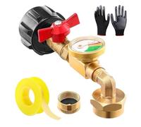 Adattatore Gomito per Ricarica Propano, Connettore Di Trasferimento Con Valvola E Manometro, Design a 90 Gradi, Ricarica Bombole 0.45 kg da Serbatoio 9 kg, per Attività All'aperto Campeggio Grill BBQ