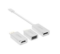 Set inline set 6 in 1-Video / Audio Adapter Kit-Displayport / HDMI / USB / VGA-Silver-4K Support (64109S)