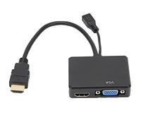 Adattatore HDMI da HDMI a VGA, Splitter HDMI 1 Ingresso HDMI VGA Uscita HDMI 2, Doppio Display 1080P Convertitore Splitter da HDMI a HDMI VGA(Nero)
