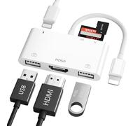 Adattatore HDMI Per iPhone, Adattatore Lighting HDMI USB/SD/TF con Porta di Alimentazione, Lighting Digital AV Adapter Cavo HDMI per TV Compatibile con iPhone 14/13/12/11/XS Max/XR/8/7/Per i-Pad