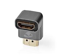 Adattatore HDMIT | Connettore HDMI T / HDMIT Maschio | HDMI T femmina / Uscita HDMI T | Placcato oro | Angolari 90° | Alluminio | Grigio Canna di Fucile | 1 pz. | Confezione con finestra