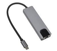 Adattatore Hub 5 in 1 Tipo C per con Porta Gigabit Ethernet, HDMI, 2 Porte USB 3.0, Ricarica Rapida PD, Grigio Argento