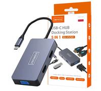 Adattatore hub 5W1 USB-C 2x HDMI 4K VGA USB 3.0 PD ZW Macbook Pro M1 Zenwire HV5