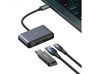 Adattatore hub USB 5 in 1 USAMS USB 2.0/3.0/USB-C grigio
