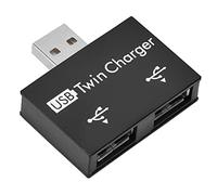 Adattatore Hub USB, Adattatore splitter caricatore mini hub USB 2.0 a 2 porte Ultra Slim Portable USB Splitter per Pro Laptop Flash Drive dati e ricarica (nero)