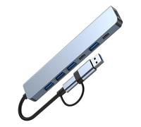 Adattatore hub USB-C 7 in 1, extender USB multiporta con porte USB-A e USB-C per laptop e PC, grigio