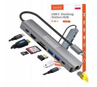 Adattatore HUB USB-C 8 in 1 HDMI 2.0 4K 60 Hz Gigabit Ethernet 1000 Mbps per Mac