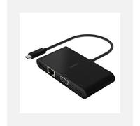 USB-C Multimedia + Charge Adapter (GBE, HDMI, VGA, USB-A), BLK (100W PD)