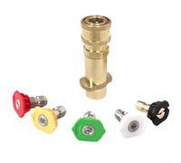 Adattatore in ottone per idropulitrice Kärcher K2-K6 con 5 ugelli | Ottone massiccio, portata 3000 psi, attacco rapido da 1/4", 5 ugelli inclusi, compatibile con K2-K6