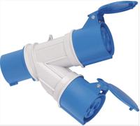 ADATTATORE INDUSTRIALE 2 PRESE CEE 2P+T IP 44 BLU MAURER PLUS