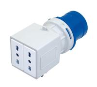 ADATTATORE INDUSTRIALE DA SPINA 2P+T CEE / A PRESE 2x2P+T 16A - IP44