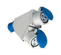 Adattatore industriale con spina e 2 prese cee 309 ip44 - 16a colore blu 73105 F