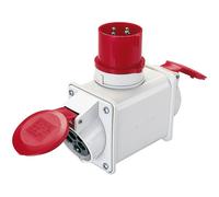 Adattatore industriale doppio spina e 2 prese 16 A 3P+T IP44 rosso Rosso