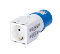 Adattatore da industriale a civile ip44 - spina 2p+t 16a 230v ac 50/60hz - 1 presa 2p+t 10/16a std.tedesco - GEW GW64210
