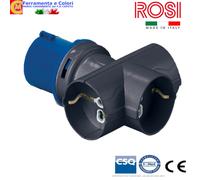 Adattatore Industriale Multiplo 3 prese bipasso/schuko da 16A CEE ROSI ITALIA