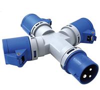 ADATTATORE INDUSTRIALE MULTIPLO 3 PRESE CON SPINA 2 P+T