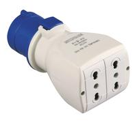 Poly Pool Pp0645X Adattatore Industriale Cee 3 Poli Spina Iec309 Grande 16A e 2 Prese Civili Standard Italiano Bivalenti Ip20