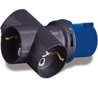 Adattatore spina industriale 230V 2P+T a 3 prese schuko10A/16A, IP20 ROSI 1879