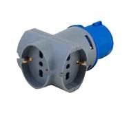 Adattatore Industriale Triplo 220V Spina 2P Prese Schuko 2P con T 10 e 16 A