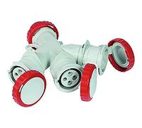 Adattatore industriale 380v con spina e 3 prese cee 309 ip67 - 16a colore rosso