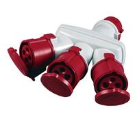 Adattatore industriale triplo spina e 3 prese 16 A 3P+T IP44 rosso Rosso