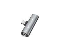 Adattatore INF da USB-C a 3,5 mm per cuffie e caricabatterie, colore grigio.