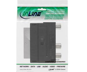 Adattatore inline - 1 x SCART PLECK (20 pin) - Mini Socket D -VHS a 4 pin e socket di cintura 3x (audio R, audio L e video) (89 NEW