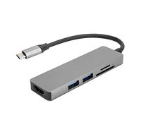 Adattatore interfaccia multimediale 5 in 1 da tipo C a HD, docking station hub USB C, HUB multifunzione portatile con display 4K con 2x USB - A 3.0, lettore di schede, porta HDMI,